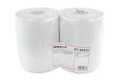 Jumbo Toilettenpapier SemyTop - 2-lagig - Ø 25 cm - hochweiß - 6 Rollen