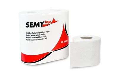 Toilettenpapier SemyTop - 3-lagig - hochweiß - 64 Rollen - 9,6 x 11 cm