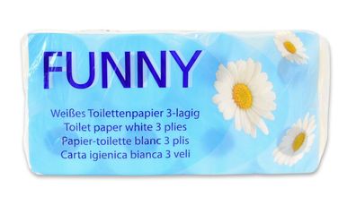 Toilettenpapier Funny - 3-lagig - hochweiß - 72 Rollen - 9,4 x 11 cm