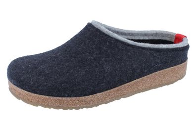 Haflinger Grizzly Kris Herren Hausschuhe Clog graphit grau/ Wollfilz