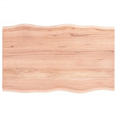 Tischplatte Hellbraun 100x60x(2-6)cm Massivholz Eiche Behandelt