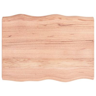 Tischplatte 80x60x2 cm Massivholz Eiche Behandelt Baumkante