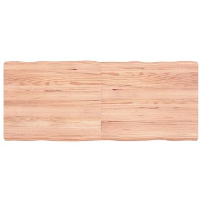 Tischplatte Hellbraun 140x60x(2-6)cm Massivholz Eiche Behandelt