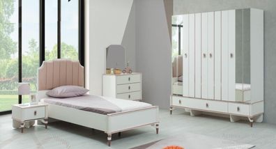Garnitur Kinderzimmer Bett Kinderbett Kindermöbel Rosa Holz Set 5tlg