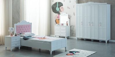 Luxus Komplette Kindermöbel Kinderbett Weiß Holz Set 5tlg Kinderzimmer