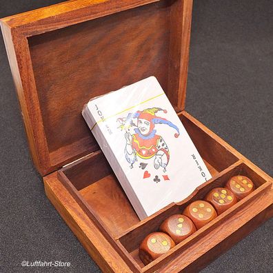 Würfel und Kartenspiel in einer Holzkiste aus Rosenholz Art.-Nr. 11114