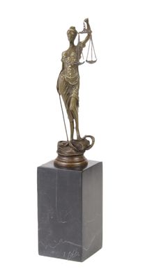 Bronzefigur, Bronze Skulptur Justitia, Justizia Göttin der Gerechtigkeit, 32 cm