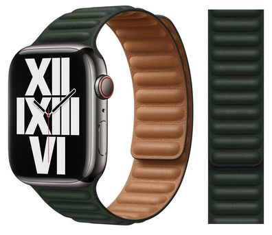 Original Apple Leather Link Armband S/ M 42/44/45mm ML7Y3ZM/ A Sequoia Green Sehr Gut