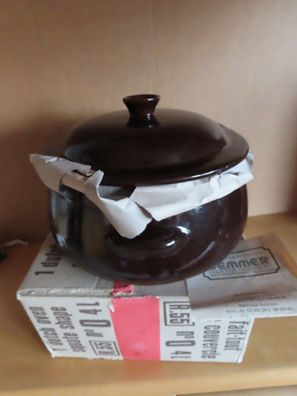 Tontopf Topf braun Schüssel mit Deckel Dutch Oven Squate Shape Poterie/4L