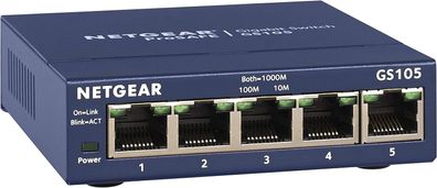 Netgear GS105GE 5-Port Unmanaged Gigabit Kupfer Switch Plug-and-Play 1000 MBit/ s