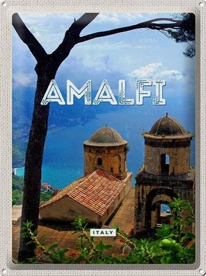 Blechschild 40 x 30 cm Urlaub Reise Italy Italien Amalfi Ausblick vom Berg