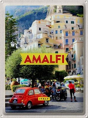 Blechschild 40 x 30 cm Urlaub Reise Italy Italien Amalfi Fiat 500