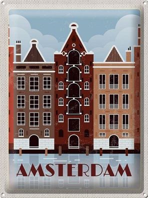 Blechschild 40 x 30 cm Urlaub Reise Amsterdam