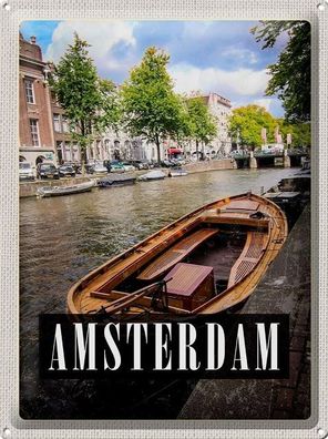 Blechschild 40 x 30 cm Urlaub Reise Amsterdam Fluss