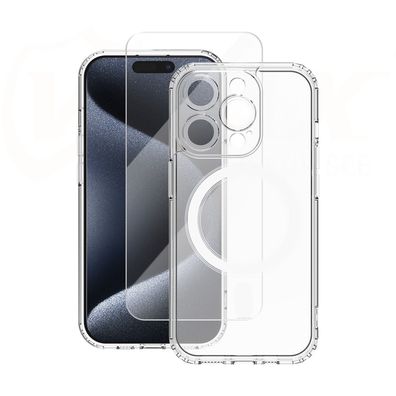 Set MagSafe Hülle + Glas 2,5D Premium Schutzglas kompatibel mit iPhone 15