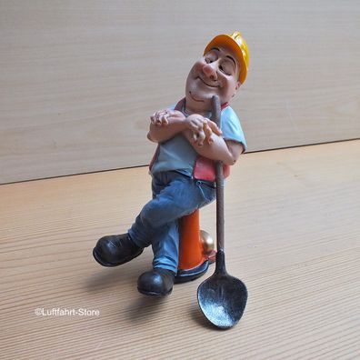 Lustige Bauarbeiter-Figur aus Polyresin, Handbemalt Art.-Nr. 12028