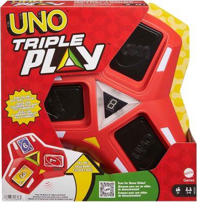 UNO Triple Play - Kartenspiel mit Licht- und Soundeffekten Gesellschaftsspiel