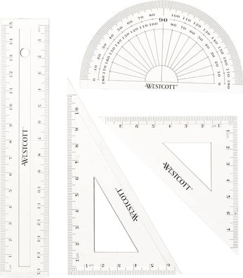 Westcott E-10303 00 Mathe-Set, 4-teilig Kunststoff transparent Schule Mathematik
