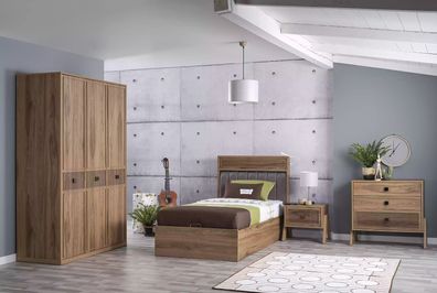 Bett mit Bettkasten Bettrahmen Kinderbett Jugendbett Braun Holz Luxus