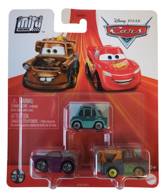 Mattel HLL67 Disney Pixar Cars Mini-Racers 3er-Pack mit Professor Z, Martin und