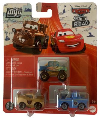 Mattel HLL63 Disney Pixar Cars Mini-Racers 3er-Pack mit Präsident Hook, Hilfsshe
