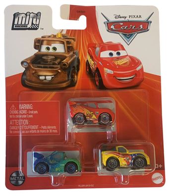 Mattel HLL64 Disney Pixar Cars Mini-Racers 3er-Pack mit Jens Gorvette, Lightning
