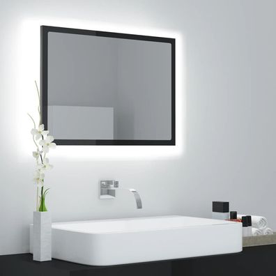 LED-Badspiegel Hochglanz-Grau 60x8,5x37 cm Acryl
