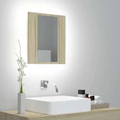 LED-Bad-Spiegelschrank Sonoma-Eiche 40x12x45 cm Acryl