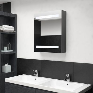 LED-Bad-Spiegelschrank Grau 50x14x60 cm