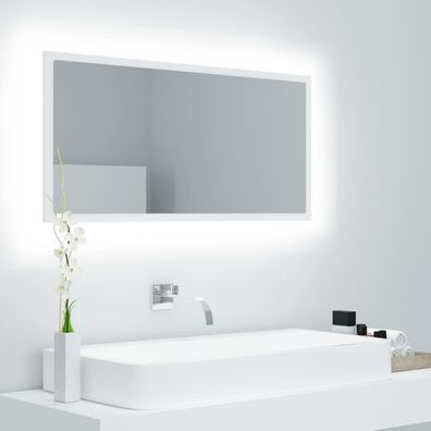 LED-Badspiegel Weiß 90x8,5x37 cm Acryl