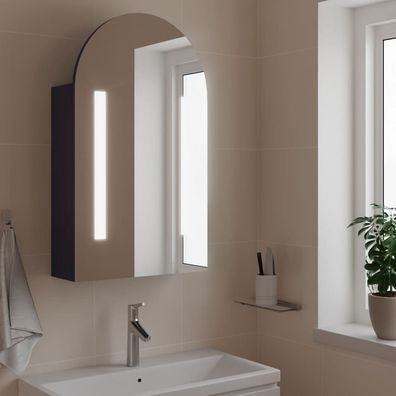 Spiegelschrank mit LED-Beleuchtung Gewölbt Grau 42x13x70 cm