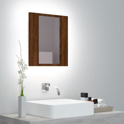 LED-Spiegelschrank Braun Eichen-Optik 40x12x45 cm Holzwerkstoff