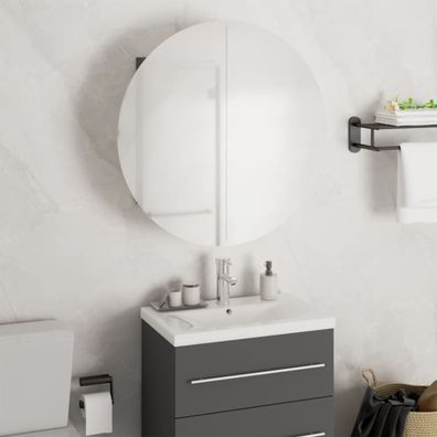 Badezimmerschrank mit Rundem Spiegel & LED Grau 47x47x17,5 cm