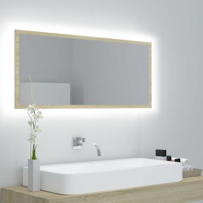 LED-Badspiegel Sonoma-Eiche 100x8,5x37 cm Acryl