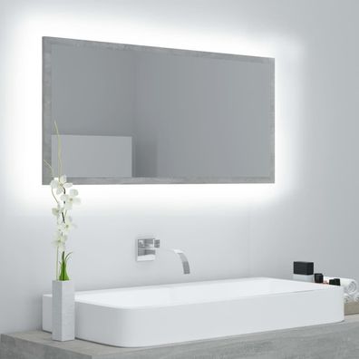 LED-Badspiegel Betongrau 90x8,5x37 cm Acryl
