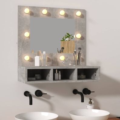 Spiegelschrank mit LED Betongrau 60x31,5x62 cm