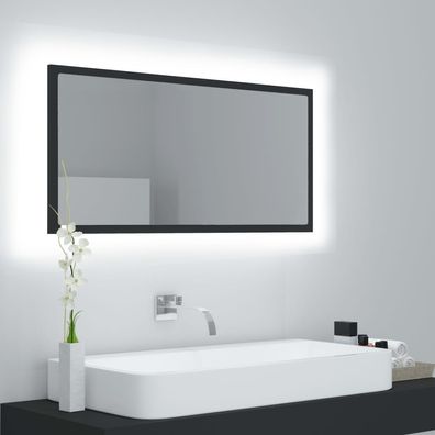 LED-Badspiegel Grau 90x8,5x37 cm Acryl
