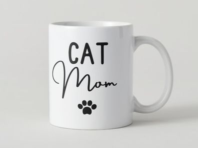Tasse "Cat Mom" - Weiss | Kaffeetasse | Mug | Katze | Haustier | Cup