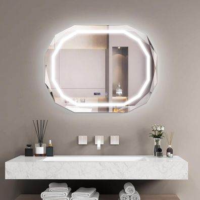 beleuchteter Badspiegel Antibeschlag, LED-Badezimmerspiegel mit 3-farbigem LED-Licht
