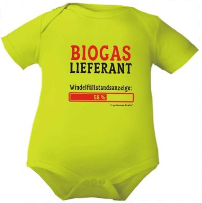 Kurzarm Baby Body bedruckt mit Biogas Lieferant