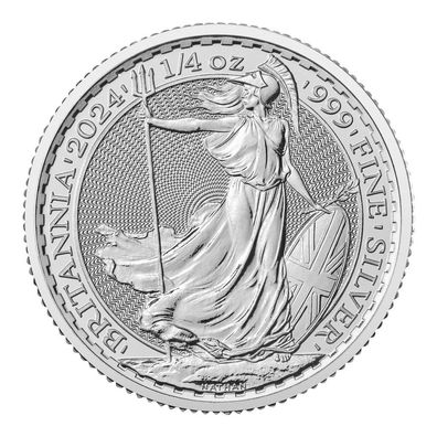 Groß-Britannien 1/4 Unze Silbermünze 999 Britannia 2024 - Neuware mit Motiv Charles