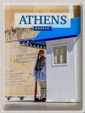 Blechschild 40 x 30 cm Urlaub Reise Griechenland Athen Greece Wachposten