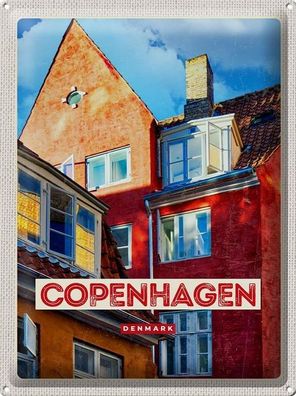 Blechschild 40 x 30 cm Urlaub Reise Dänemark Denmark Copenhagen Rotes Haus