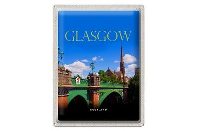 Blechschild 40 x 30 cm Urlaub Reise Schottland Scotland Glasgow Brücke