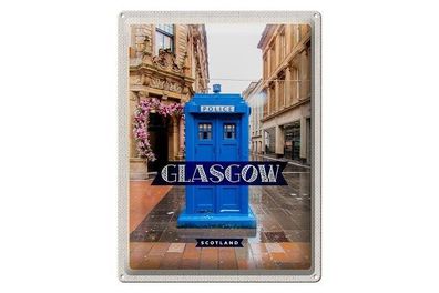 Blechschild 40 x 30 cm Urlaub Reise Schottland Scotland Glasgow Police