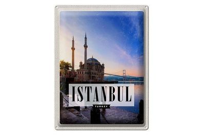 Blechschild 40 x 30 cm Urlaub Reise Türkei Turkey Istanbul Abend Moschee