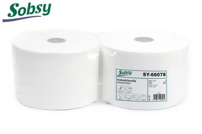 Industriepapierrolle Sobsy 2-lagig recycling weiß 2 Rollen 21,5 cm Ø 28 cm