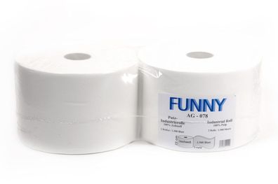 Industriepapierrolle Funny - 2-lagig - hochweiß - 2 Rollen - 22 x 32,6 cm