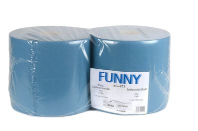 Industriepapierrolle Funny - 3-lagig - blau - 2 Rollen - 26 x 38 cm