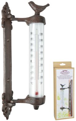 Thermometer Fenster Vogel Wandthermometer Gusseisen Garten Deko Wetter drehbar